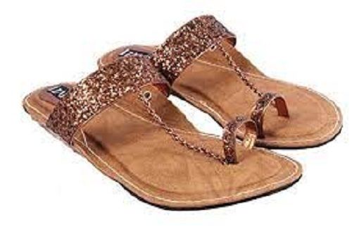 Pvc Canvas Leather Brown Colour Fancy Low Heal Sandals For Ladies For Spring Rainy And Other Season