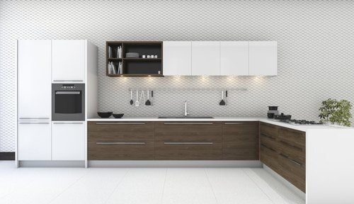 Classy Sleek L Shape Wooden Modular Kitchen