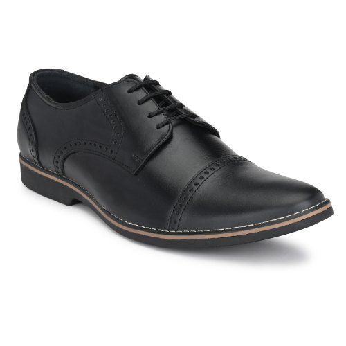 Fashionable Sole Suitable For Various Occasions Lace Up Dark Black Men's Leather Shoes