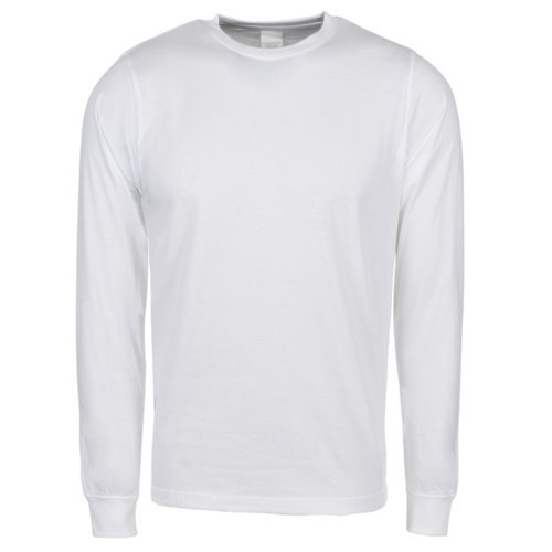 Full Sleeve Cotton Skin Friendly Wrinkle Free Plain White Round Neck T Shirts For Men