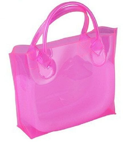 Plain Convenient And Reliable Multipurpose Pink Color Pvc Bags With Handle Size: 9Inch