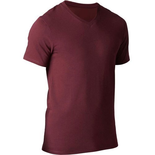 कॉटन ब्राउन कलर वी-नेक हाफ स्लीव पुरुषों की टी-शर्ट रेगुलर और कैज़ुअल वियर के लिए