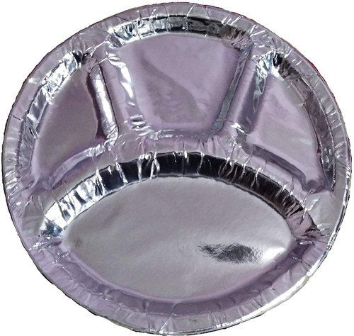 Silver Foil Paper Plain Disposable Compartment Plates With 14 Inch For Parties