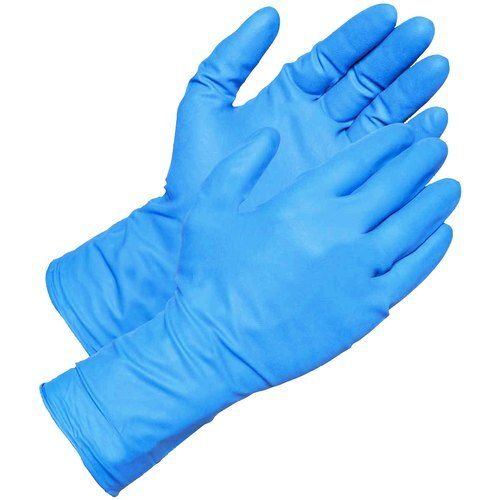 100% Eco-Friendly Full-Finger Blue Plain Rubber Disposable Hand Gloves