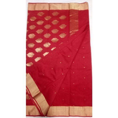 Khadi Chanderi Silk Cotton Saree Length 6.3 M With Blouse Piece Set