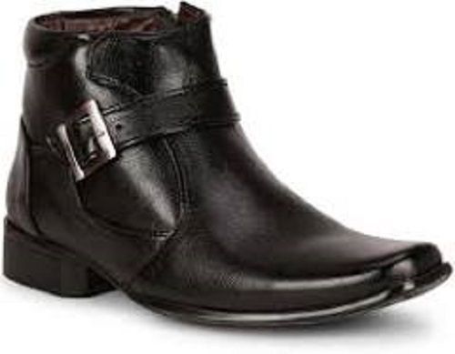 Black Colour Vincenzo Men'S Leather Boots For Casual And Party Wear Insole Material: Pvc