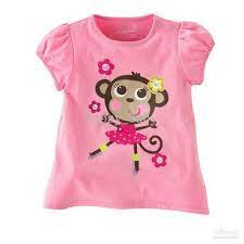 Comfortable And High Design Wash Made Soft Breathable Baby Pink T- Shirt