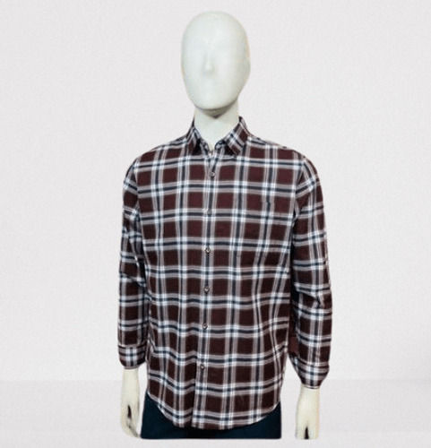 Breathable Comfortable Good Fit Various Favorite Design Men'S Brown Checks Shirts 