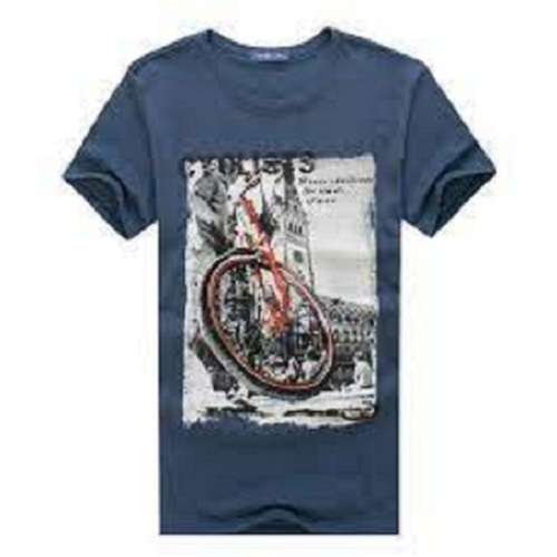 Grey Printed Round Neck And Comfortable Half Sleeve Cotton T Shirts For Men