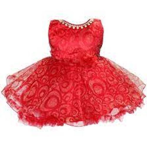 Breathable High Design And Comfortable Skin Friendly Soft Cotton Lining Beautiful Baby Red Frock