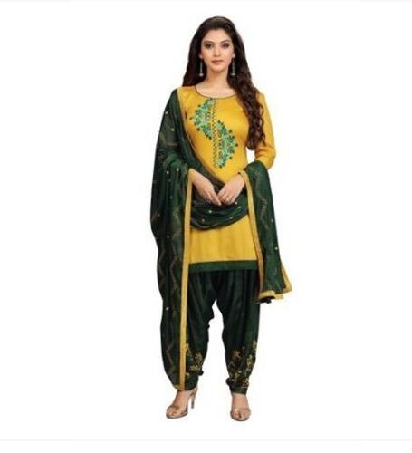 stunning beautiful incredible yellow green punjabi salwar suit 857