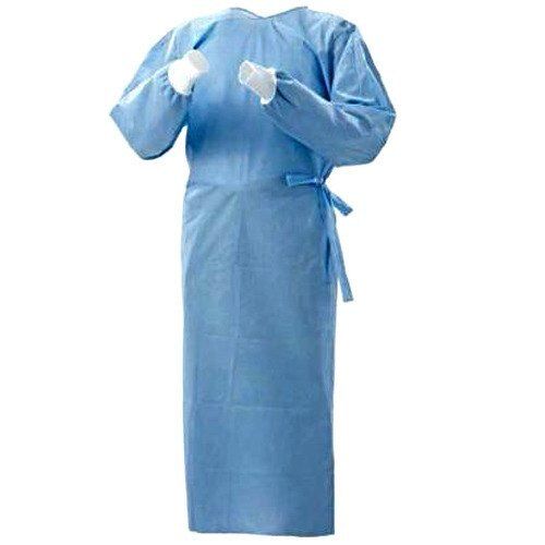 Unisex Long Sleeves Blue Plain Non-Woven And Sms Disposable Surgical Gown