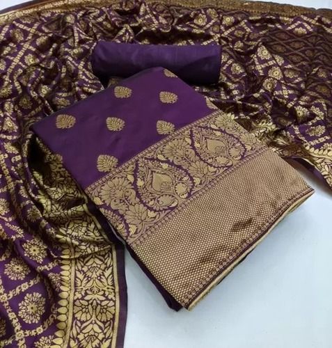 Traditional Wear Unstitched Banarasi Silk Suits With Dupatta