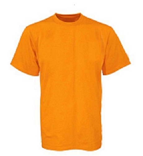 Orange Color Casual Half Sleeve Hosiery Plain Mens T-Shirts For Regular And Casual Wear