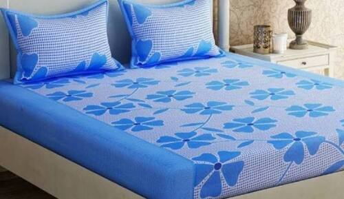 Perfect Beautiful Comfortable Easy To Wash Blue Cotton Double Bedsheet