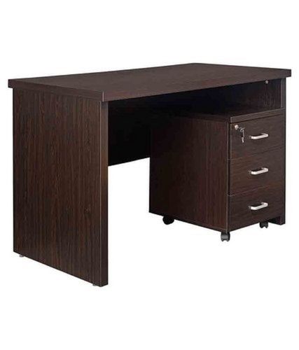 Rectangular Shape Dark Brown 3 Drawer Color Coated Office Wooden Table