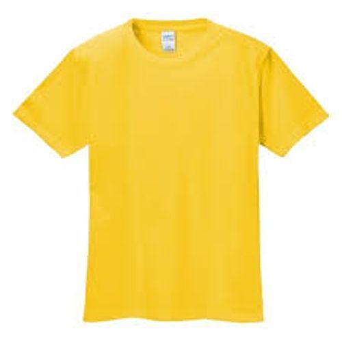 Round Neck And Short Sleeve Plain Yellow Color T Shirt For Mens