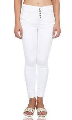 Stretchable White Ladies Jeans For Casual Wear