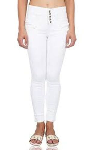 All Season Stretchable White Ladies Jeans For Casual Wear