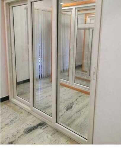 Polished Upvc Doors For Office With Silver Finish 