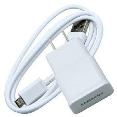 White Samsung Mobile Charger - Plastic Body, Bar Design, Black Color | Portable Battery with Built-In Cable, LED Indicator, Ideal for On-the-Go Charging