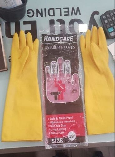 Yellow Hand Care Rubber Gloves For Hospital And Nursing Home Purpose Easy To Wear