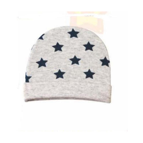 100% Knitted Cotton Gray And Black Star Baby Cap 