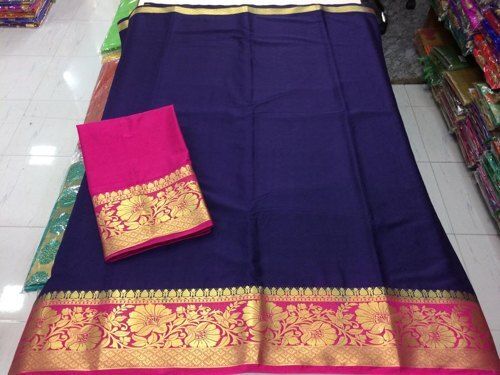 Blue Designer Fancy Ladies Sarees For Casual Wear With Blouse Piece Set