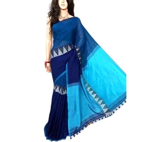 Elegant Classy Durable Material Light Weight Airy Blue Cotton Saree