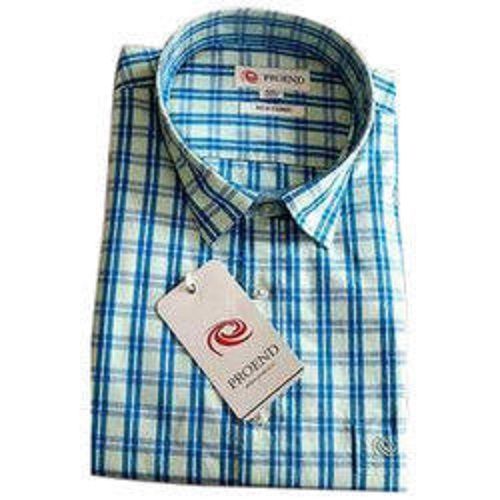 Breathable Sky Blue Color Lightweight And Comfortable Full Sleeves Striped Men'S Shirt 