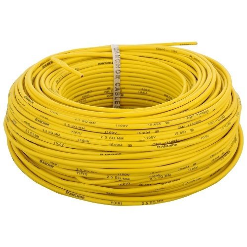 Yellow Color Electric Wire with 30 Meter Length and High Heat Resistivity