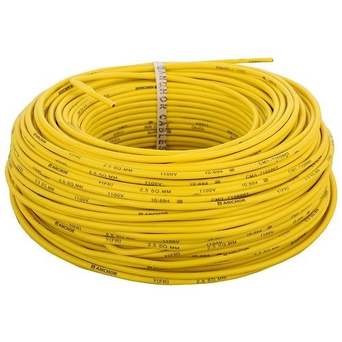 Yellow Color Electric Wire With 30 Meter Length And High Heat Resistivity Conductor Material: Plastic