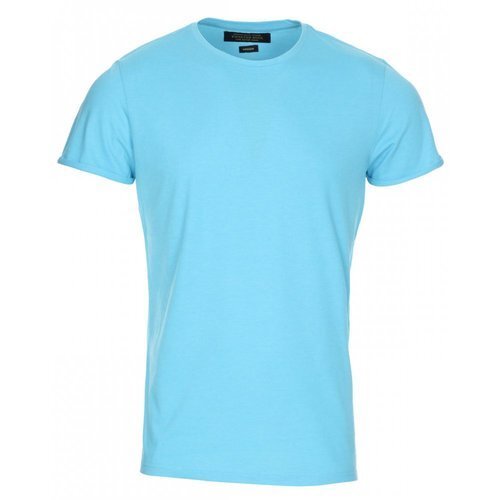 Sky Blue Cotton Casual Mens T-Shirts For Regular And Casual Wear Gender: Male