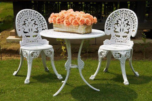 Comfortable Seating Victorian Design Cast Aluminium Garden 2 Table Set