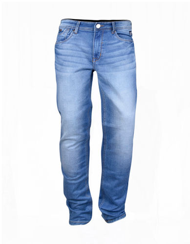 Plain Dyed Light Blue Denim Regular Fit Men Jeans Pant