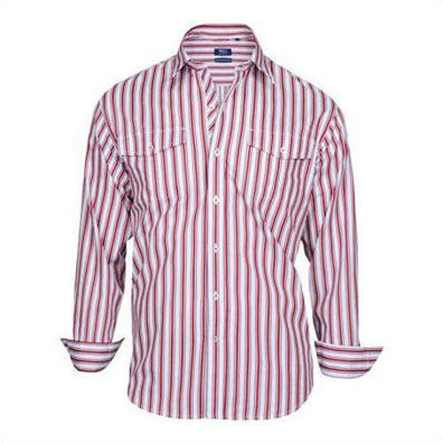 Red Mens Pure Cotton Lined Shirt For Casual And Regular Wear