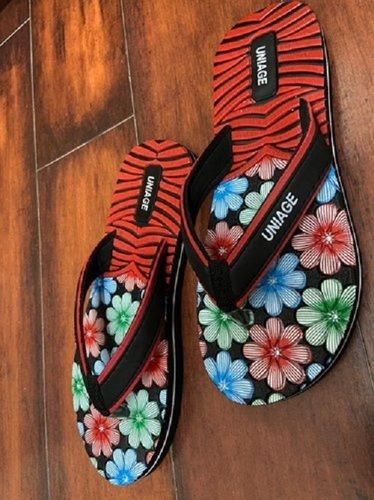 Rubber Women Casual Wear Comfortable And Light Weight Printed Multicolor Slipper 