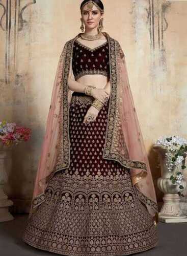 Maroon Color Satin Silk Stone Work Women Party Wear Plus Size Lehenga Choli  -6388169276 | Heenastyle