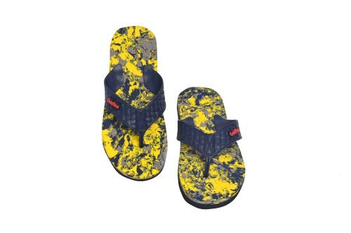 गर्मियों में महिलाओं के लिए हल्के वज़न का एलिगेंट लुक और कैज़ुअल वियर प्रिंटेड रबर येलो और ब्लू स्लिपर