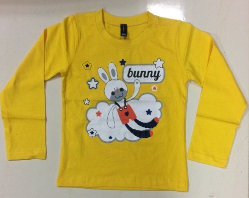 Yellow Color Round Neck Printed Pattern Full Sleeve Kids T-Shirt For 2 To 5 Years Age Group Gender: Boys