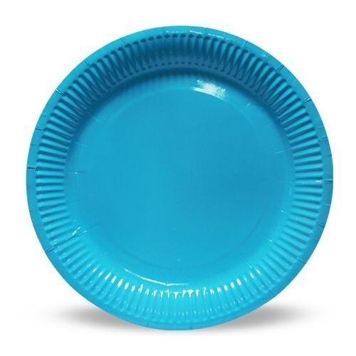 Eco Friendly And Light Weight Sky Blue Disposable Paper Plate Used In Party Events Size: Small