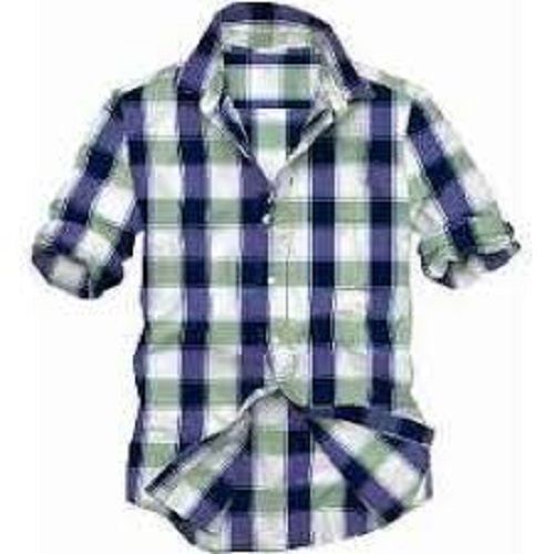 Full Sleeves Casual Wear Lightweight Printed Blue White Checks Shirt