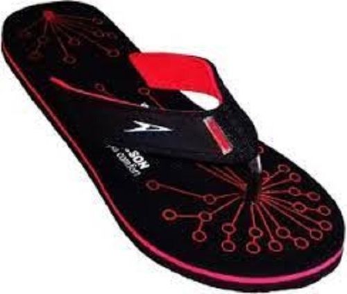 Ladies Slip Resistance Light Weight Comfortable Red And Black Slipper For Daily Wear