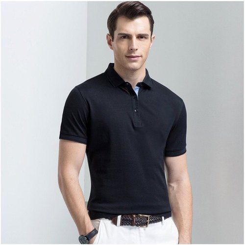 Casual Wear Readymade Regular Fit Short Sleeve Polo Neck Plain Mens T Shirts