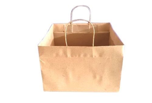 Disposable Recyclable And Eco Friendly Flexiloop Handle Plain Light Brown Paper Bags