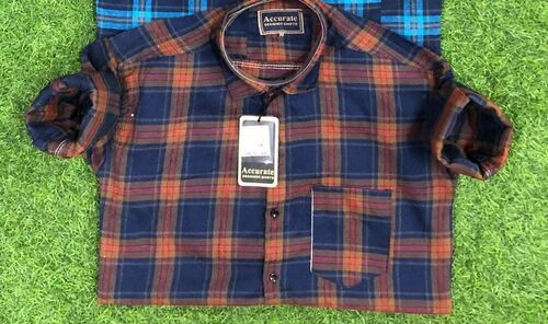 Round Neckline, Slim Fit Design And Comfortable Brown And Blue Check Printed Casual Wear Full Sleeves Shirt For Boys  Age Group: 5+