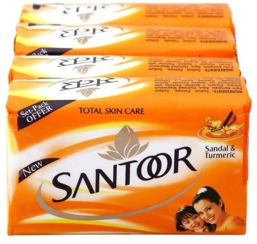 Yellow Smooth And Glowing Santoor Sandalwood Turmeric Soap For Bathing, Handwash