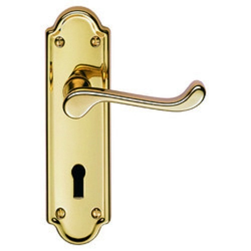 Sturdy And Chrome Finish Golden Brass Door Locks Handle For Domestic Use Dimension(L*W*H): 35 X 22 X 12  Centimeter (Cm)