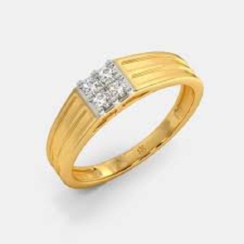 Golden Women Gold Plated Artificial Lightweight White Square Design Stone Ring