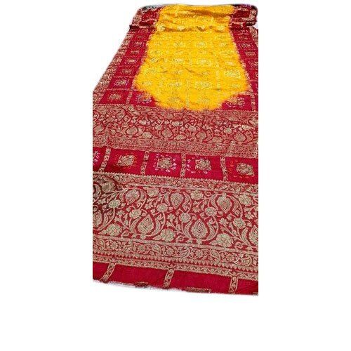 Summer Red And Yellow Colour Party Wear Printed Designer Bandhani Silk Saree